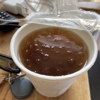 It was like glass jelly in refreshing cold black tea.   at LáiYīn Fāng 萊茵坊 in Tainan
