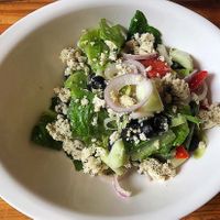 Greek salad with vegan feta cheeze at Katharos Foods in Mumbai