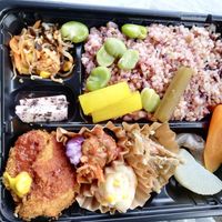 Obento with vege tonkatsu (just 600 jpy) at Koushikisabou 香色茶坊 in Tukuba