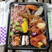 Bento with vege tonkatsu (just 600 jpy) at Koushikisabou 香色茶坊 in Tukuba