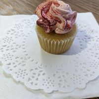 Mini raspberry swirl cupcake at Crumbs & Doilies in London