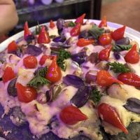 Sesame crust and hummus pizza  at La Masa Pizzería Conceptual in San Juan