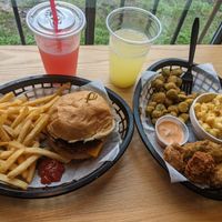 Korny burger and VFC mix box. at Korny Vibes in Houston