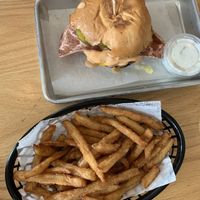 Korny burger with fries  at Korny Vibes in Houston