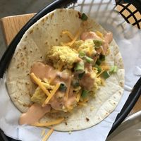 Breakfast taco💗love dat sauce   at Korny Vibes in Houston