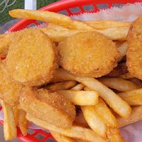 Chick'n nuggets with fries at Korny Vibes in Houston