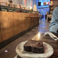 Chocolate banana cake and a cool view   at Alchemy in Buenos Aires