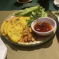 banh xeo (rice paper was hiding under the greens!!)  at Morning Glory Original in Hoi An