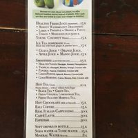 drinks menu at Segara Lestari in Tejakula