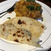 Aloo Amrita (potatoes with spices, herbs and chapati bread). Delicious! at Segara Lestari in Tejakula