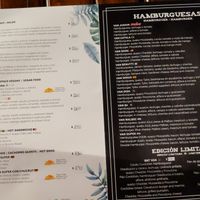 Menu, with some vegan options at The Van Burger in Puerto Iguazu