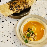 Humus burnt butter & pine nuts and flatbread !   at Bubala - Spitalfields in East London