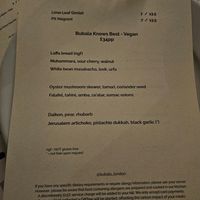 Menu proposal at Bubala - Spitalfields in East London
