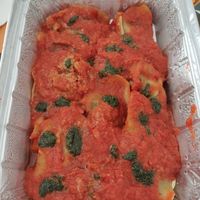 Raviolis veganos de berenjena at La Rucola in Tenerife