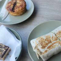 Pie, breakfast wrap and some treats at Jumi's Cafe in South Yarra