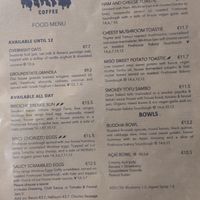 Food menu as of June 2025 at Groundstate Coffee in Dublin