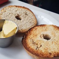 Toasted bagel (vg) at Moose Coffee in Leeds