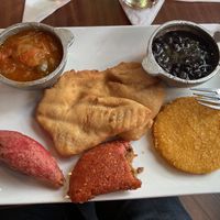 Bijao (I think) platter with a vegan meat empanadaas  at El Trapiche in Panama City