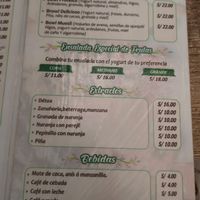 Menu at Matheos - Tacna in Piura