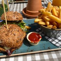 Vegan soy burger at Platzhirsch in Pirna