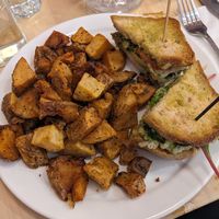 Avo melt with Cajun fries at Almond Butterfly - Dundas in Toronto