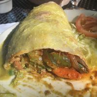 Vegan burrito  at Jardines de San Juan in San Juan Bautista