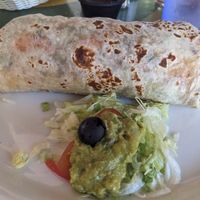 Val's vegan burrito at Jardines de San Juan in San Juan Bautista