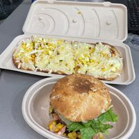 Vegan Cuban burger and flatbread  at MIA - Estefan Kitchen - N Terminal in Miami