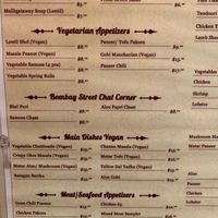 Vegan menu at Tikka Bar in Key West