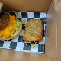 Love the bagels here!  Sausage, egg, and cheese at Birch Cafe in Highland Heights