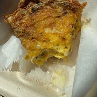 Sausage shallot quiche (minus one eager bite) at Birch Cafe in Highland Heights