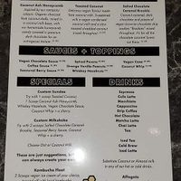 Dandy's vegan menu, gluten-free options labelled as well at Dandy's Artisan Ice Cream in Regina