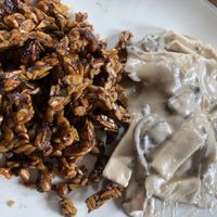 Crunchy tempeh and cashew cheese tofu dish at Dua Umalas in Kuta