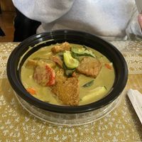 Green curry with tofu and rice  at M & P Thai Noodle in Lincoln City