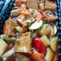 Vegan sweet and sour tofu at M & P Thai Noodle in Lincoln City
