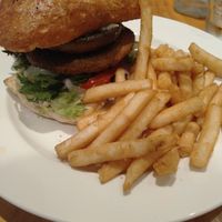 The vegan burger . at Driftwood Cafe in Ocean Grove