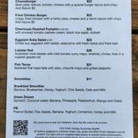 Current menu 20th April 2024 at Driftwood Cafe in Ocean Grove