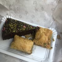 Vegan and gluten-free chocolate cake, and vegan baklava   at Nujaila in Granada