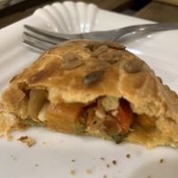 Inside vegan empanada  at Nujaila in Granada