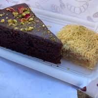 Vegan chocolate cake and Moroccan treat at Nujaila in Granada