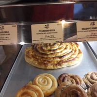 vegan pitas at Kljuch Bakery in Belgrade