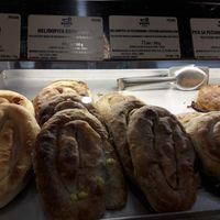 vegan pitas at Kljuch Bakery in Belgrade