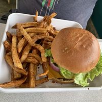 Bacon Cheezeburger and Fries  at Life - The Vegan Drive Thru in Cape Coral