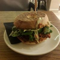 Soy cutlet bagel at Bread House in Torun