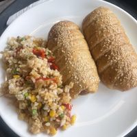 Amazing vegetables rice and began sausage pie  at Paradise Food in Podgorica
