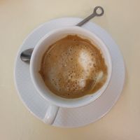 Orzo soya cappuccino - caffeine free, dairy free, delicious at Caffè Calce in Ravello