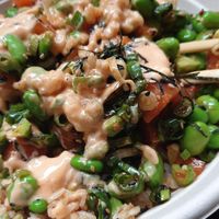 Vegan salmon bowl at Poké Perfect - Nieuwendijk in Amsterdam