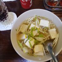 Soup with noodles and tofu at Eating Time in Koh Samui