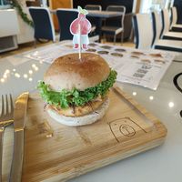 Chili Mayo Krab Burger is my favorite!😋 at Mong Cha Cha Cafe 夢茶茶 in Central Singapore