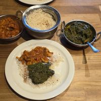 Vegan mushroom curry & saag, delicious. at Himalayan Cuisine in Frisco